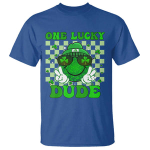 Funny One Lucky Dude St Patrick's Day T Shirt Checkerboard Shamrock TS11 Royal Blue Print Your Wear