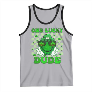 Funny One Lucky Dude St Patrick's Day Tank Top Checkerboard Shamrock TS11 Athletic Heather Black Print Your Wear