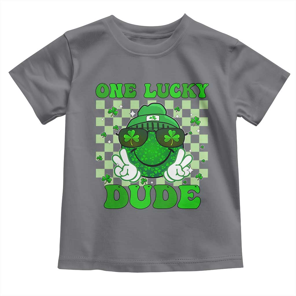 Funny One Lucky Dude St Patrick's Day Toddler T Shirt Checkerboard Shamrock TS11 Charcoal Print Your Wear