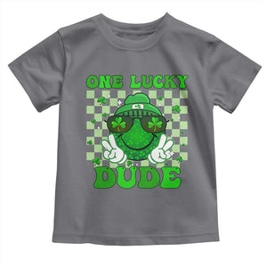 Funny One Lucky Dude St Patrick's Day Toddler T Shirt Checkerboard Shamrock TS11 Charcoal Print Your Wear