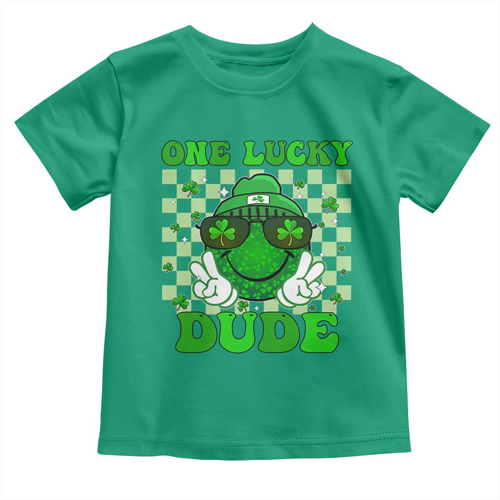 Funny One Lucky Dude St Patrick's Day Toddler T Shirt Checkerboard Shamrock TS11 Irish Green Print Your Wear