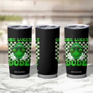 Funny One Lucky Dude St Patrick's Day Tumbler Cup Checkerboard Shamrock TS11 Print Your Wear