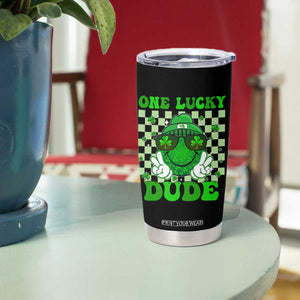 Funny One Lucky Dude St Patrick's Day Tumbler Cup Checkerboard Shamrock TS11 Print Your Wear