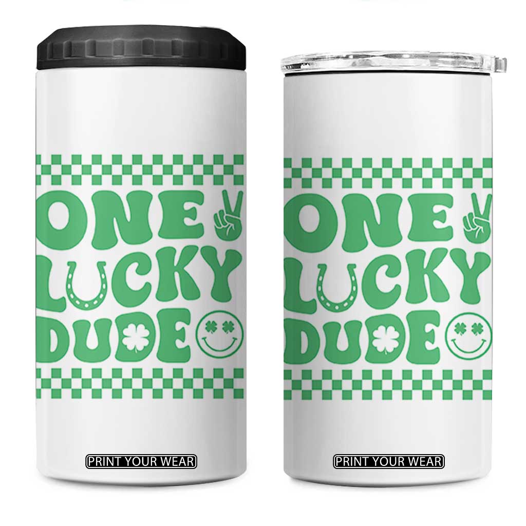 Funny One Lucky Dude 4 in 1 Can Cooler Tumbler St Patrick's Day Clover Horseshoe TS11 One Size: 16 oz White Print Your Wear