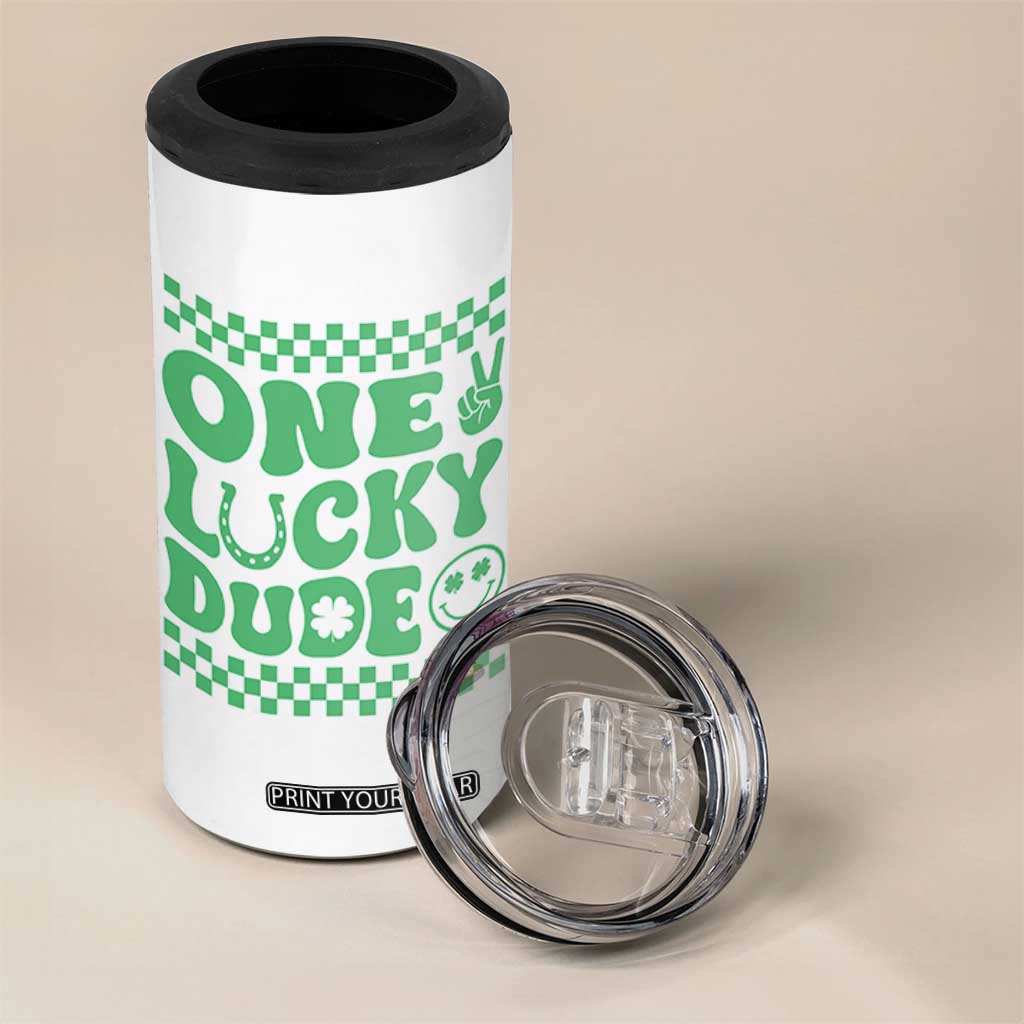 Funny One Lucky Dude 4 in 1 Can Cooler Tumbler St Patrick's Day Clover Horseshoe TS11 Print Your Wear