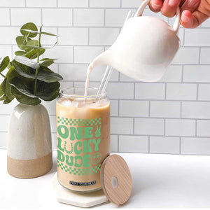 Funny One Lucky Dude Glass Can St Patrick's Day Clover Horseshoe TS11 Print Your Wear