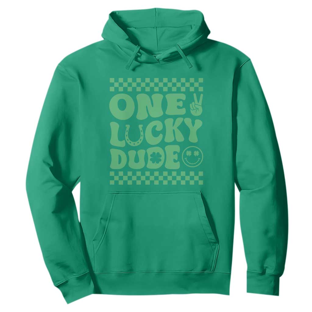 Funny One Lucky Dude Hoodie St Patrick's Day Clover Horseshoe TS11 Irish Green Print Your Wear
