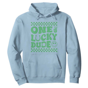 Funny One Lucky Dude Hoodie St Patrick's Day Clover Horseshoe TS11 Light Blue Print Your Wear
