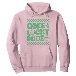 Funny One Lucky Dude Hoodie St Patrick's Day Clover Horseshoe TS11 Light Pink Print Your Wear