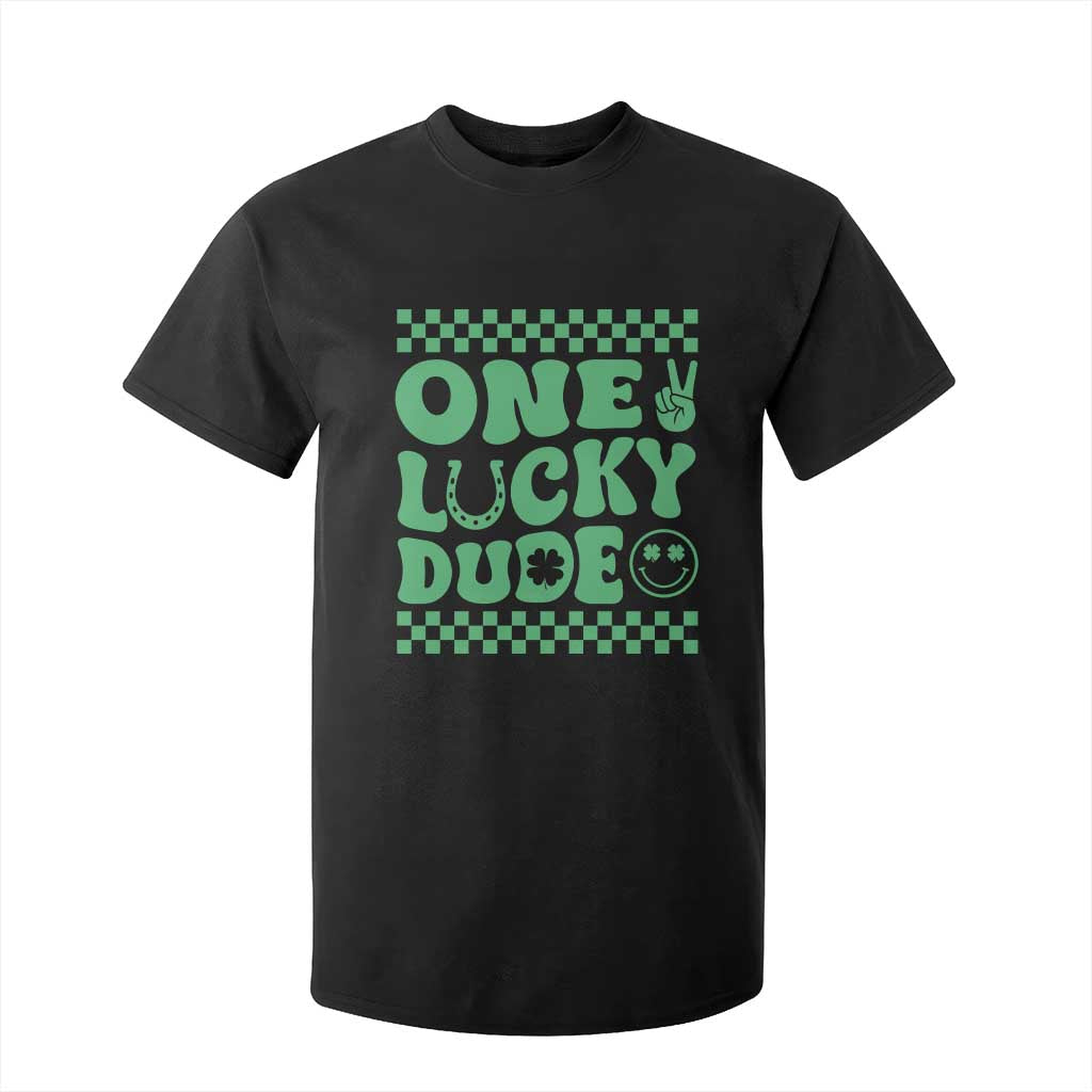 Funny One Lucky Dude T Shirt For Kid St Patrick's Day Clover Horseshoe TS11 Black Print Your Wear