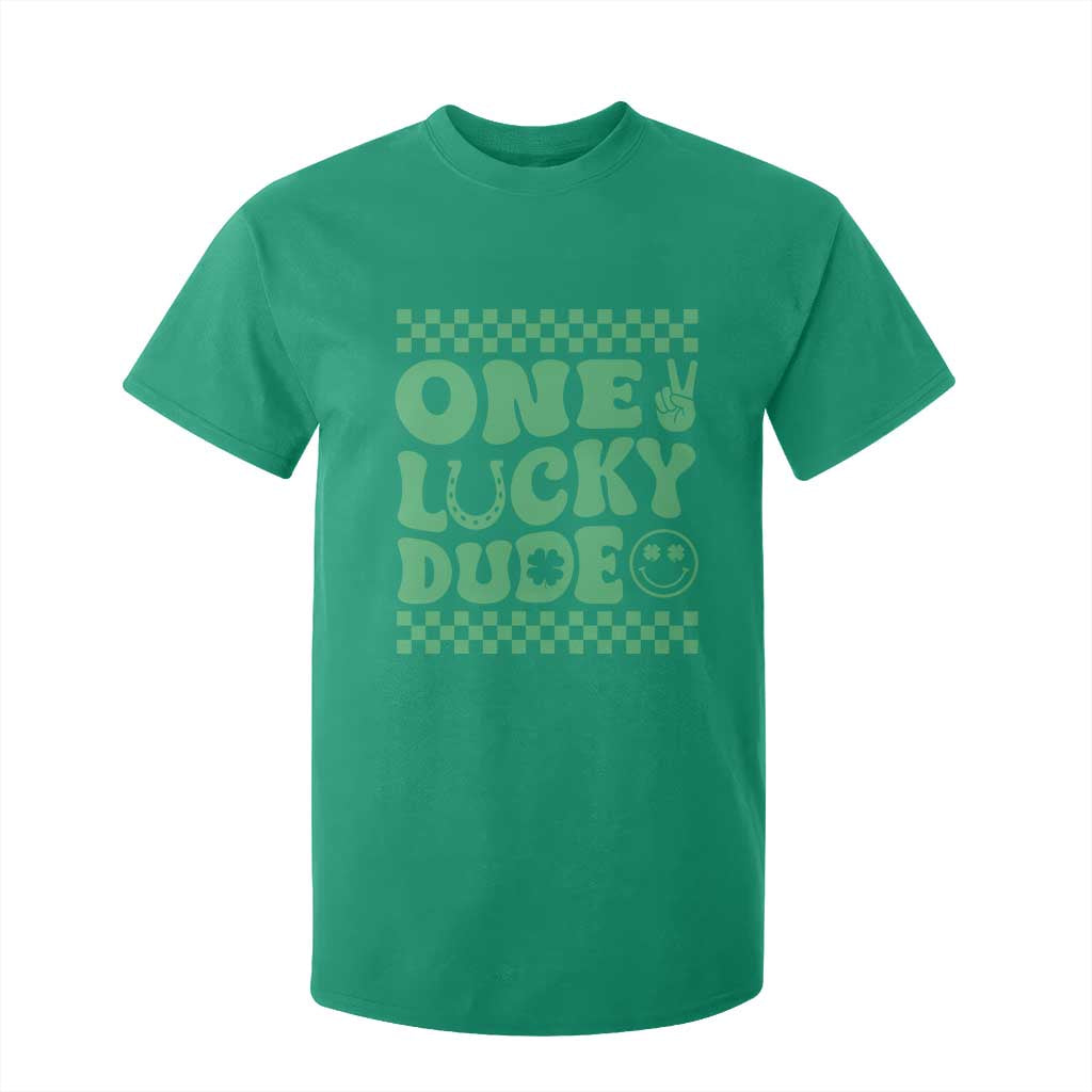 Funny One Lucky Dude T Shirt For Kid St Patrick's Day Clover Horseshoe TS11 Irish Green Print Your Wear