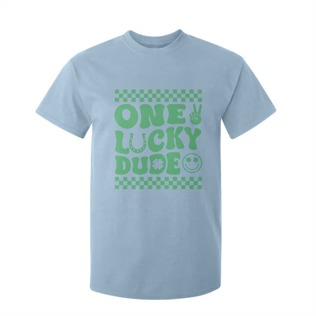 Funny One Lucky Dude T Shirt For Kid St Patrick's Day Clover Horseshoe TS11 Light Blue Print Your Wear