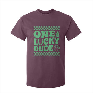 Funny One Lucky Dude T Shirt For Kid St Patrick's Day Clover Horseshoe TS11 Maroon Print Your Wear