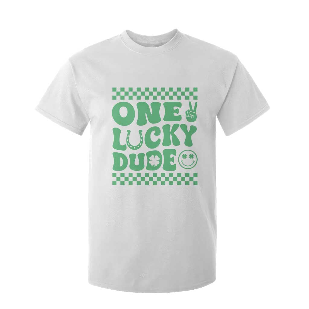 Funny One Lucky Dude T Shirt For Kid St Patrick's Day Clover Horseshoe TS11 White Print Your Wear