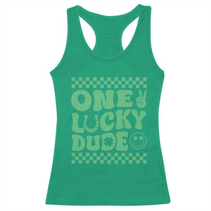 Funny One Lucky Dude Racerback Tank Top St Patrick's Day Clover Horseshoe TS11 Irish Green Print Your Wear
