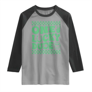Funny One Lucky Dude Raglan Shirt St Patrick's Day Clover Horseshoe TS11 Sport Gray Black Print Your Wear