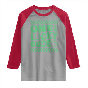 Funny One Lucky Dude Raglan Shirt St Patrick's Day Clover Horseshoe TS11 Sport Gray Red Print Your Wear