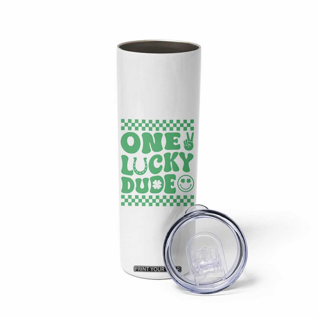 Funny One Lucky Dude Skinny Tumbler St Patrick's Day Clover Horseshoe TS11 Print Your Wear