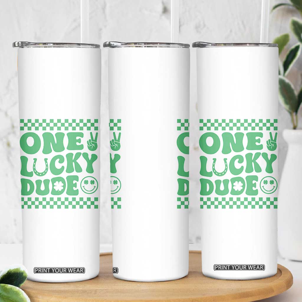 Funny One Lucky Dude Skinny Tumbler St Patrick's Day Clover Horseshoe TS11 Print Your Wear