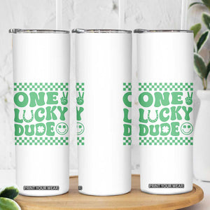 Funny One Lucky Dude Skinny Tumbler St Patrick's Day Clover Horseshoe TS11 Print Your Wear