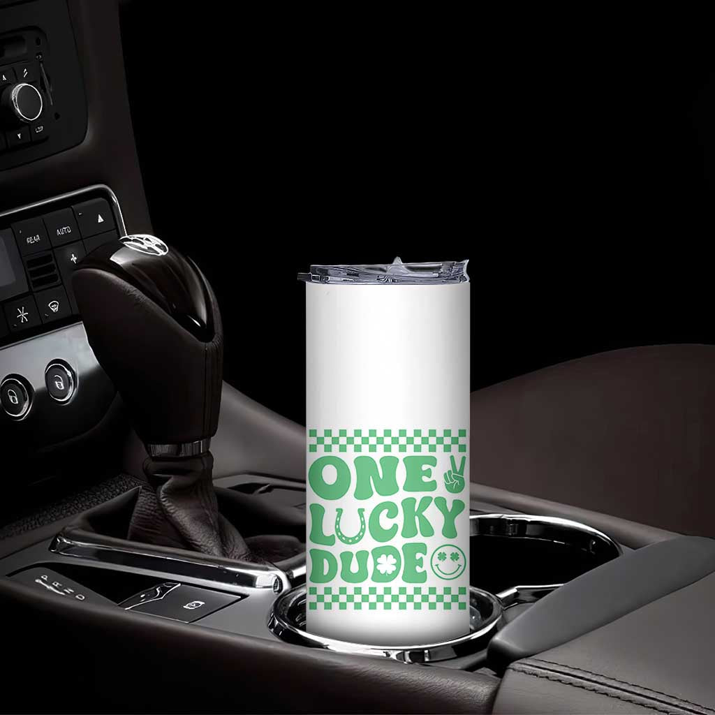 Funny One Lucky Dude Skinny Tumbler St Patrick's Day Clover Horseshoe TS11 Print Your Wear