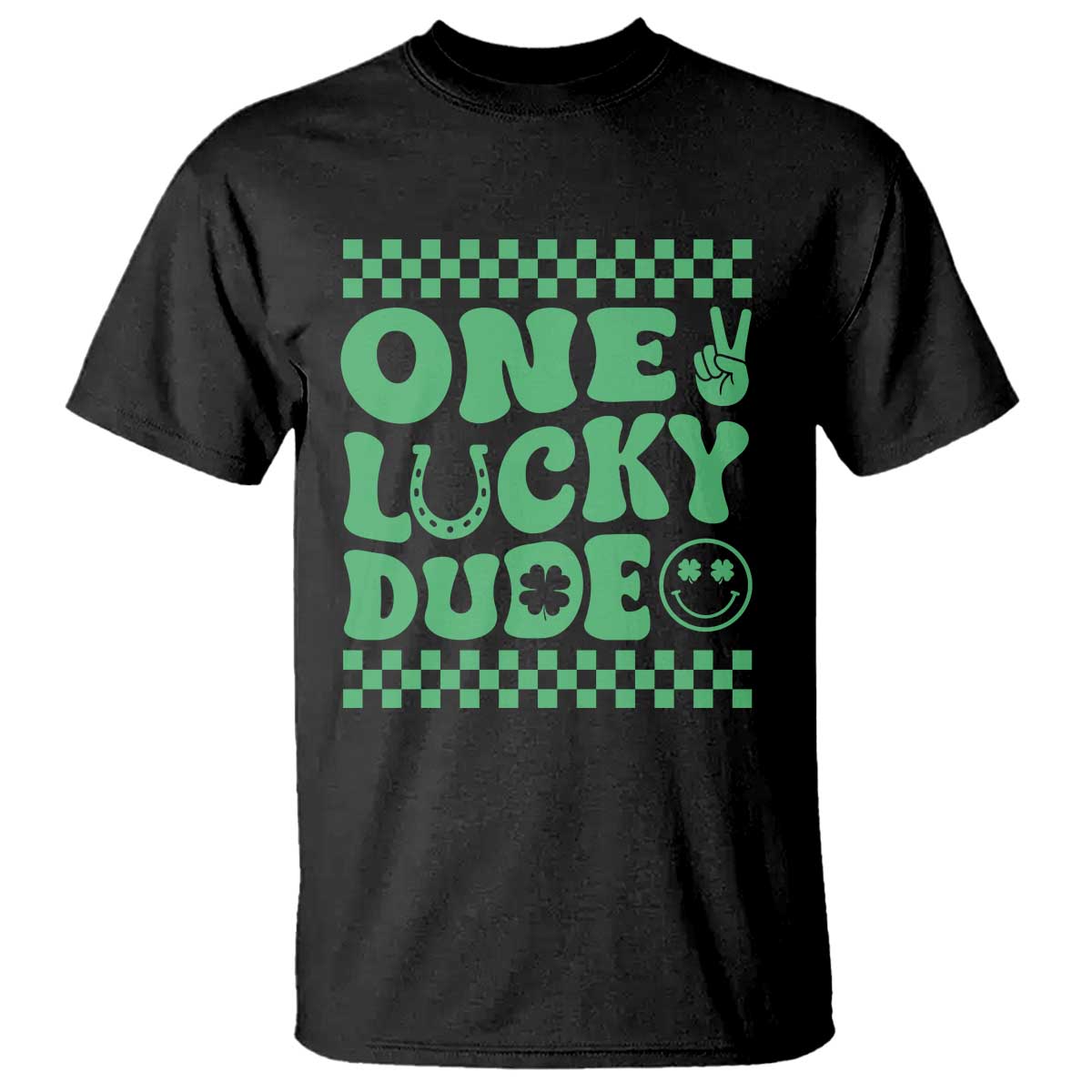Funny One Lucky Dude T Shirt St Patrick's Day Clover Horseshoe TS11 Black Print Your Wear