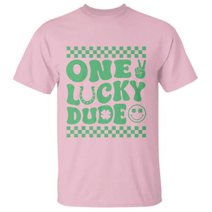 Funny One Lucky Dude T Shirt St Patrick's Day Clover Horseshoe TS11 Light Pink Print Your Wear