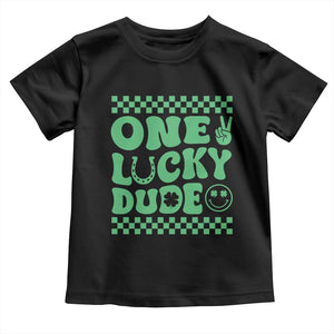 Funny One Lucky Dude Toddler T Shirt St Patrick's Day Clover Horseshoe TS11 Black Print Your Wear