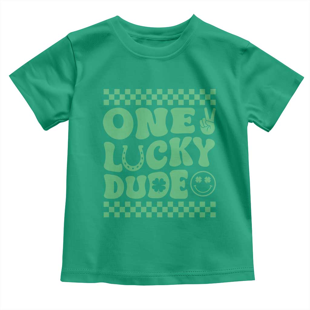 Funny One Lucky Dude Toddler T Shirt St Patrick's Day Clover Horseshoe TS11 Irish Green Print Your Wear