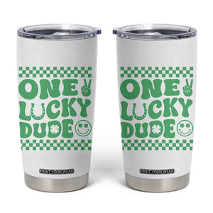 Funny One Lucky Dude Tumbler Cup St Patrick's Day Clover Horseshoe TS11 White Print Your Wear