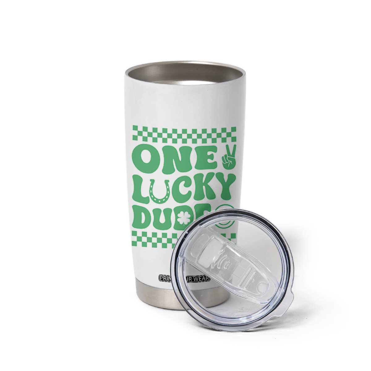 Funny One Lucky Dude Tumbler Cup St Patrick's Day Clover Horseshoe TS11 Print Your Wear