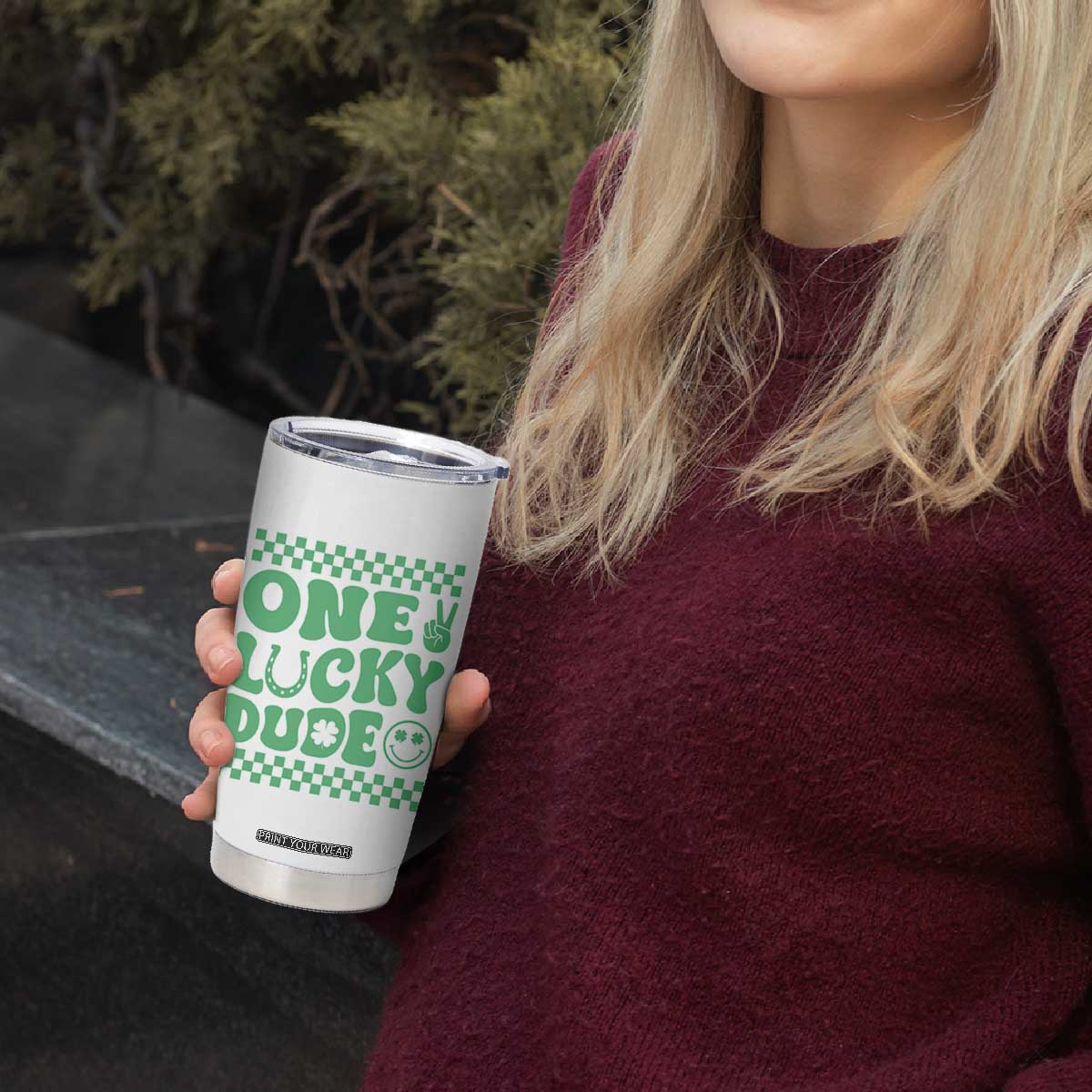 Funny One Lucky Dude Tumbler Cup St Patrick's Day Clover Horseshoe TS11 Print Your Wear
