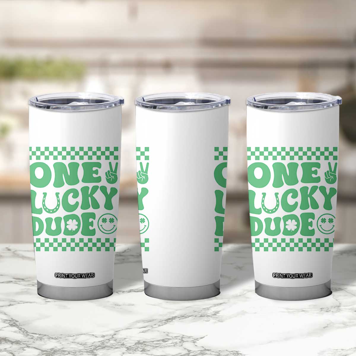 Funny One Lucky Dude Tumbler Cup St Patrick's Day Clover Horseshoe TS11 Print Your Wear