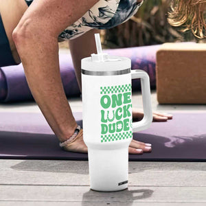 Funny One Lucky Dude Tumbler With Handle St Patrick's Day Clover Horseshoe TS11 Print Your Wear