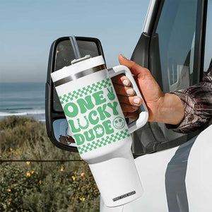 Funny One Lucky Dude Tumbler With Handle St Patrick's Day Clover Horseshoe TS11 Print Your Wear