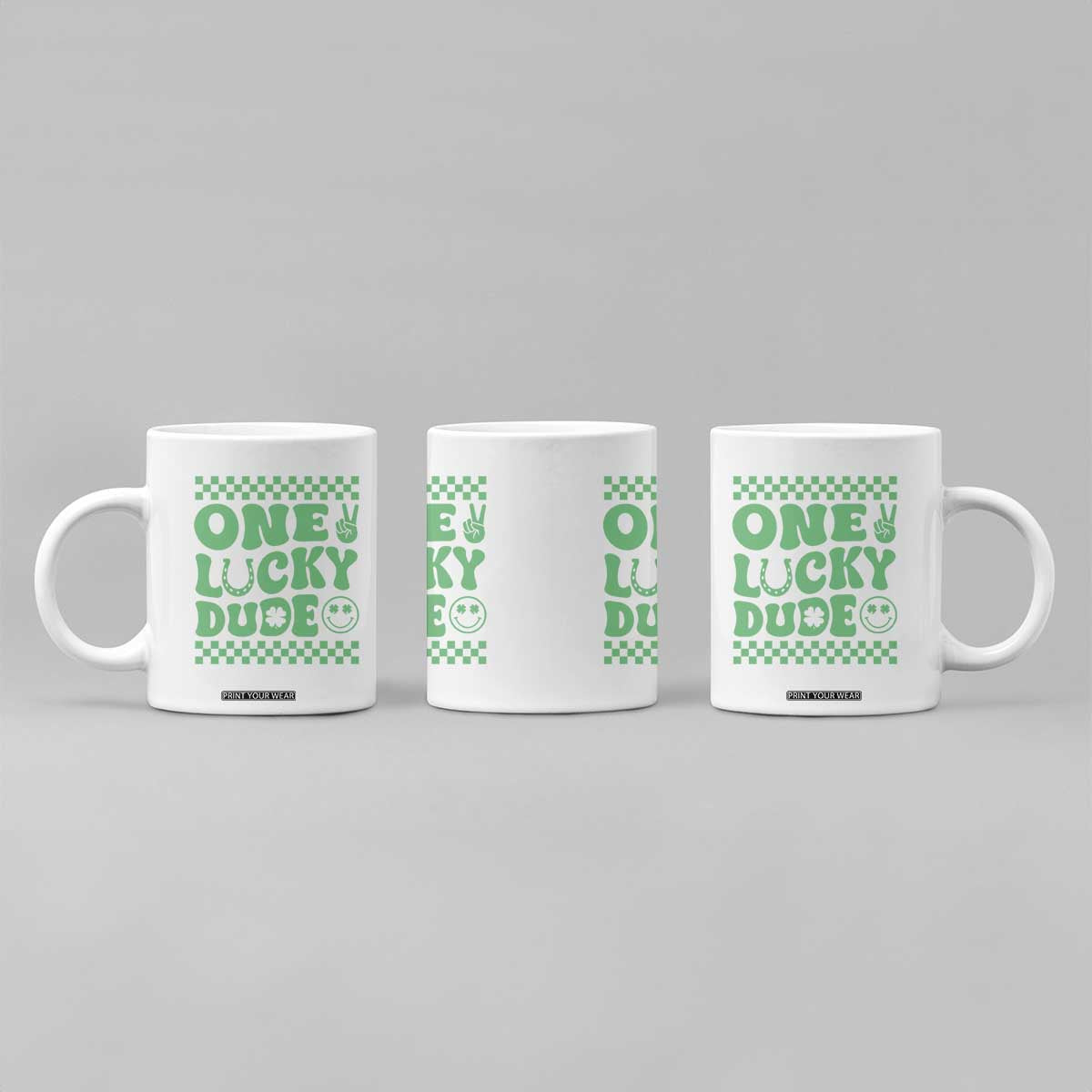 Funny One Lucky Dude Coffee Mug St Patrick's Day Clover Horseshoe TS11 Print Your Wear