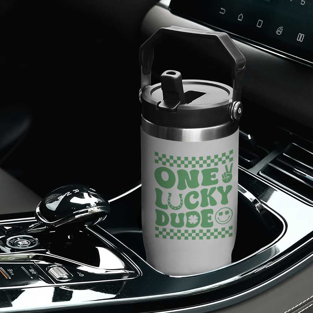 Funny One Lucky Dude Flip Straw Tumbler St Patrick's Day Clover Horseshoe TS11 Print Your Wear