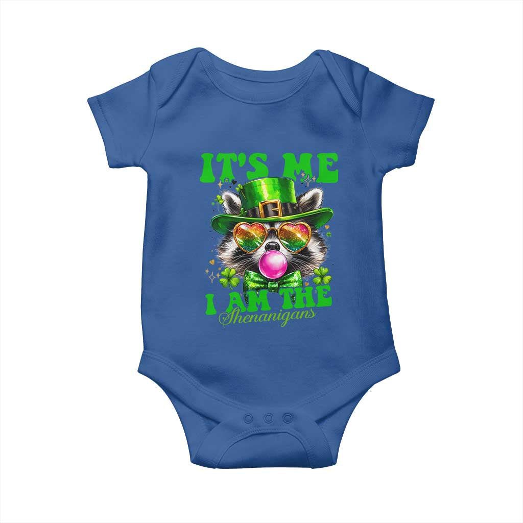 Funny It's Me I Am The Shenanigans Baby Onesie St Patrick's Day Racoon Shamrock TS11 Royal Blue Print Your Wear