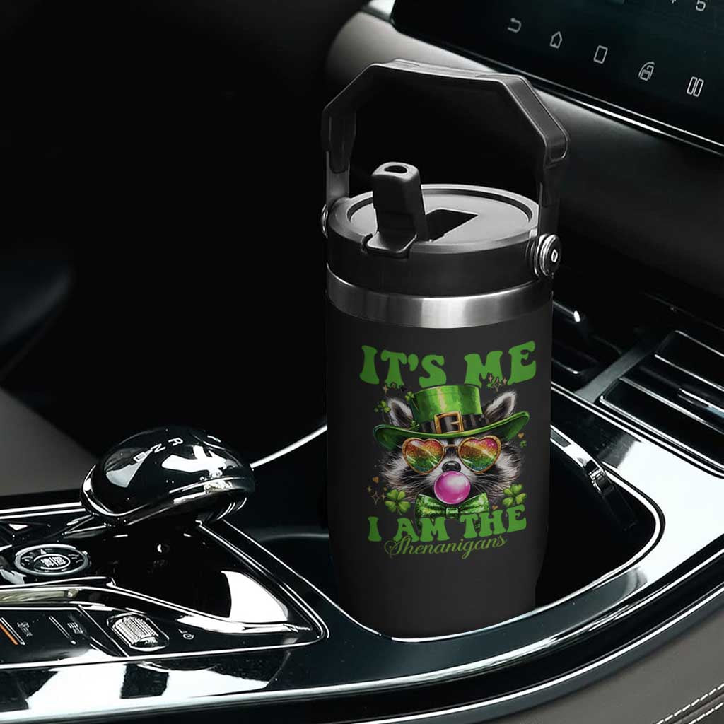 Funny It's Me I Am The Shenanigans Flip Straw Tumbler St Patrick's Day Racoon Shamrock TS11 Print Your Wear