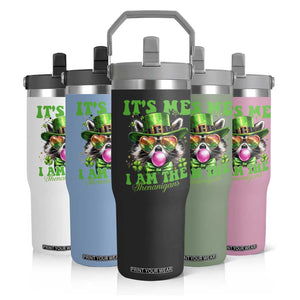 Funny It's Me I Am The Shenanigans Flip Straw Tumbler St Patrick's Day Racoon Shamrock TS11 Print Your Wear