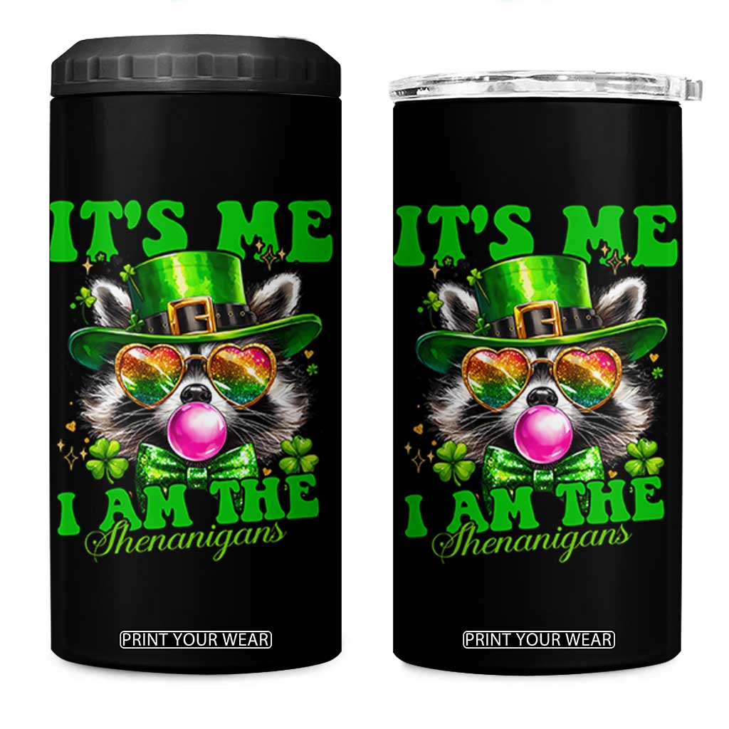 Funny It's Me I Am The Shenanigans 4 in 1 Can Cooler Tumbler St Patrick's Day Racoon Shamrock TS11 One Size: 16 oz Black Print Your Wear