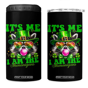 Funny It's Me I Am The Shenanigans 4 in 1 Can Cooler Tumbler St Patrick's Day Racoon Shamrock TS11 One Size: 16 oz Black Print Your Wear