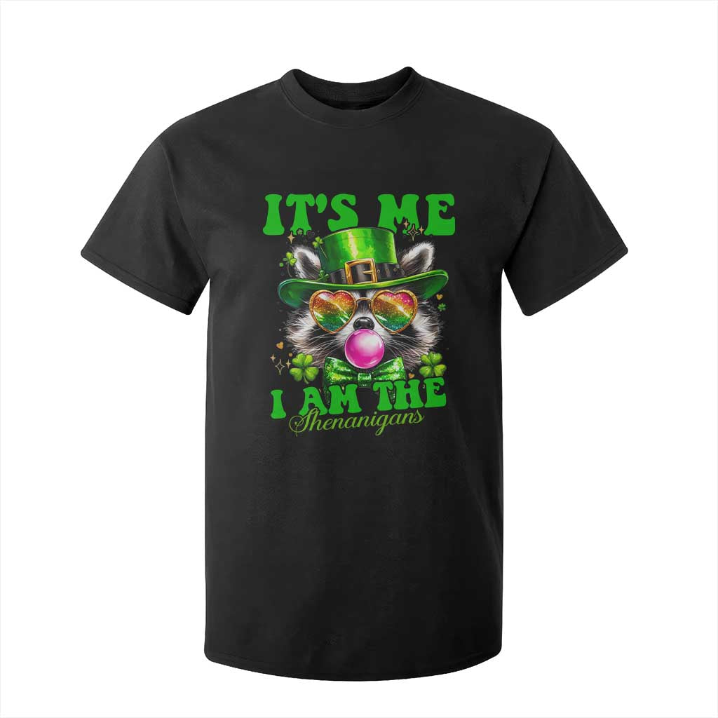 Funny It's Me I Am The Shenanigans T Shirt For Kid St Patrick's Day Racoon Shamrock TS11 Black Print Your Wear
