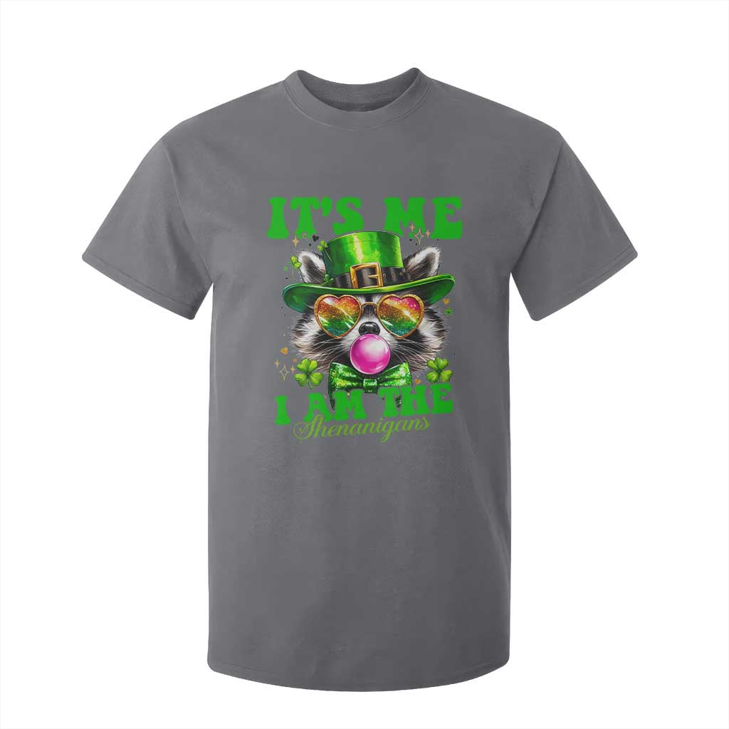 Funny It's Me I Am The Shenanigans T Shirt For Kid St Patrick's Day Racoon Shamrock TS11 Charcoal Print Your Wear
