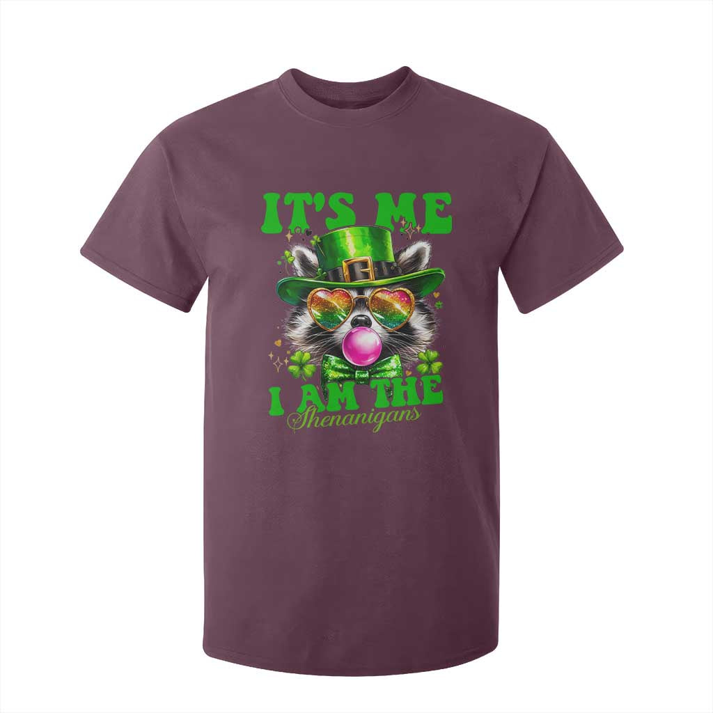 Funny It's Me I Am The Shenanigans T Shirt For Kid St Patrick's Day Racoon Shamrock TS11 Maroon Print Your Wear