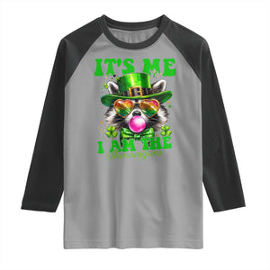 Funny It's Me I Am The Shenanigans Raglan Shirt St Patrick's Day Racoon Shamrock TS11 Sport Gray Black Print Your Wear