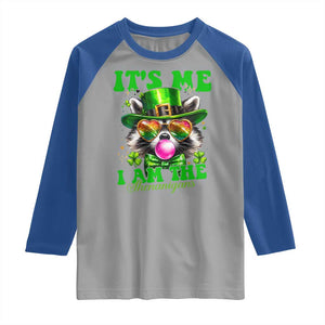Funny It's Me I Am The Shenanigans Raglan Shirt St Patrick's Day Racoon Shamrock TS11 Sport Gray Royal Print Your Wear