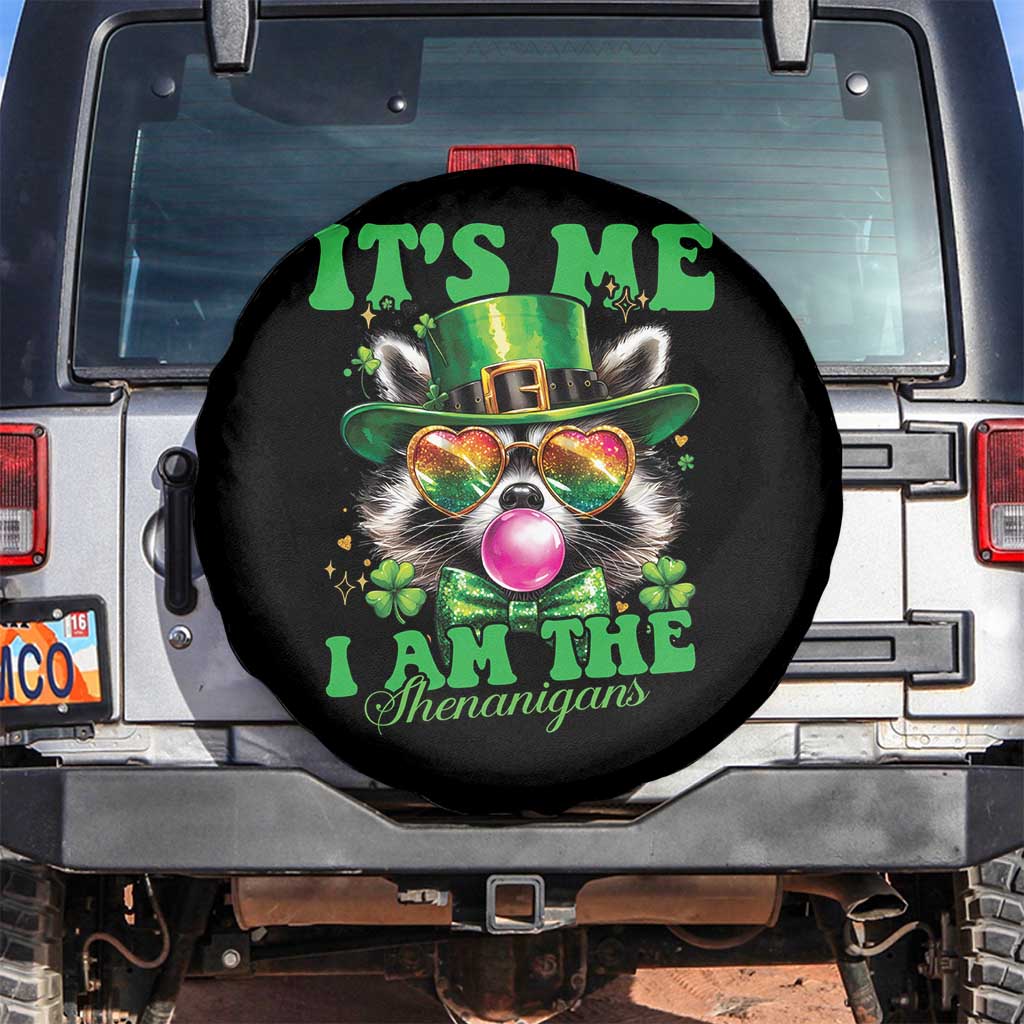 Funny It's Me I Am The Shenanigans Spare Tire Cover St Patrick's Day Racoon Shamrock TS11 No hole Black Print Your Wear
