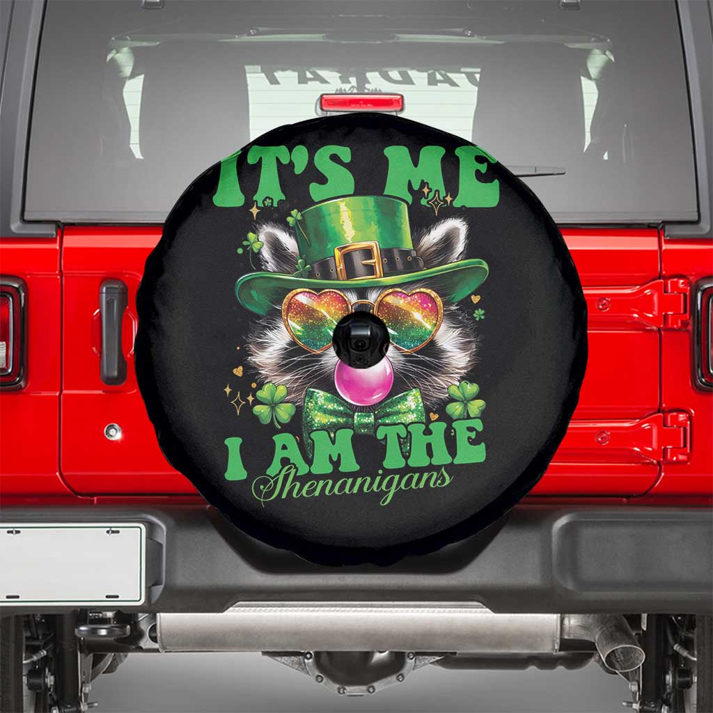 Funny It's Me I Am The Shenanigans Spare Tire Cover St Patrick's Day Racoon Shamrock TS11 Black Print Your Wear