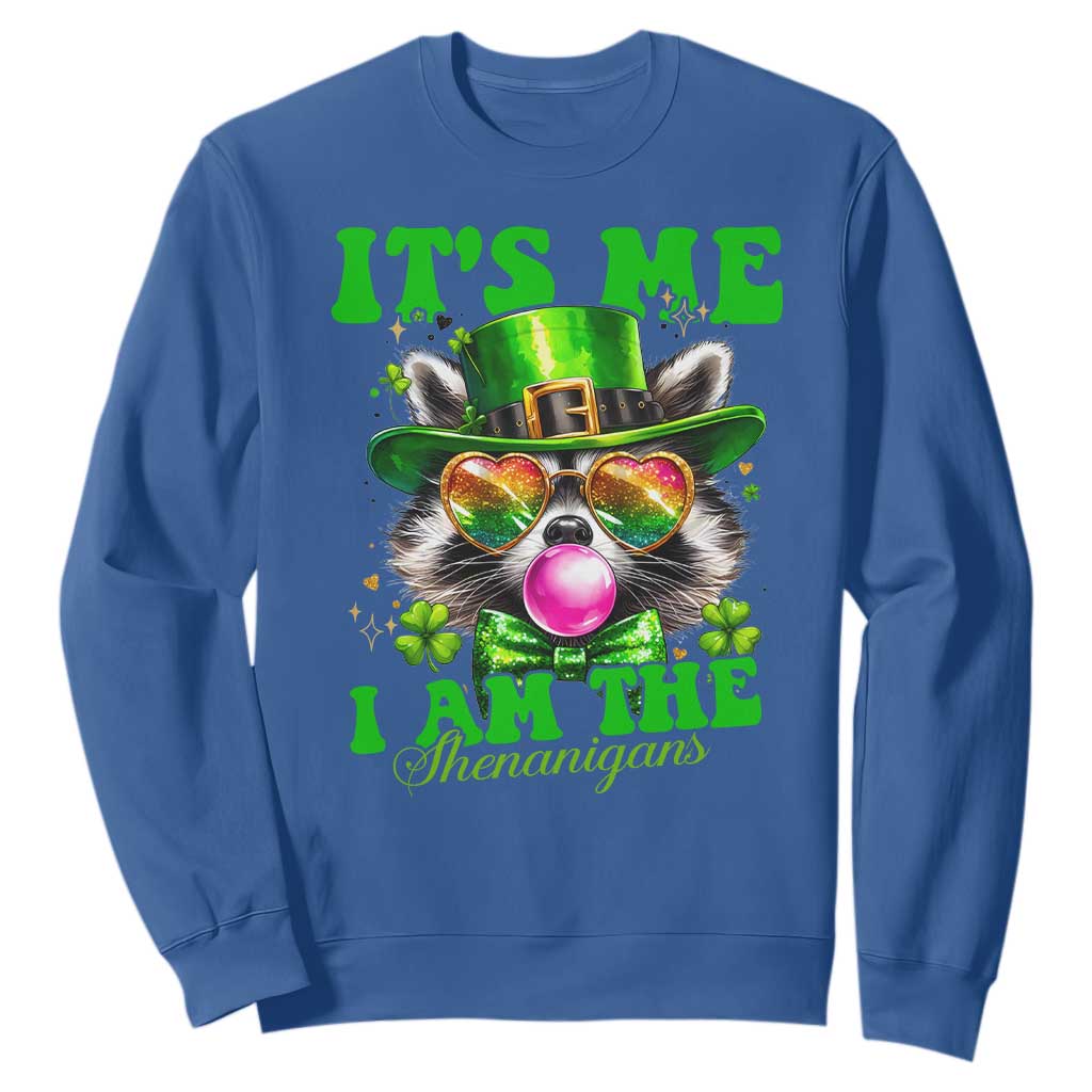 Funny It's Me I Am The Shenanigans Sweatshirt St Patrick's Day Racoon Shamrock TS11 Royal Blue Print Your Wear